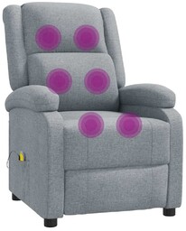 vidaXL Fotel masujący, jasnoszary, obity tkaniną