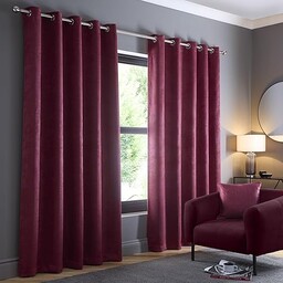 Fusion Zasłony w kolorze czerwonego wina szer. 90 x dł. 90 cm (229 x 229 cm)  bordowe czerwone zasłony na przelotkach, do sypialni/salonu, zasłony na drzwi, zasłony termiczne/okienne, kolekcja Strata