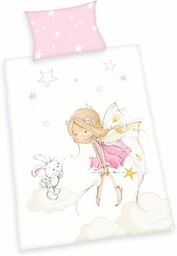 Herding Zestaw pościeli, biały/różowy, 100 x 135 cm