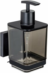 WENKO Vacuum-Loc  Quadro dozownik mydła z tworzywa sztucznego, 340 ml, z uchwytem ze stali nierdzewnej, mocowanie bez wiercenia, czarny