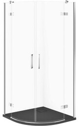 CERSANIT Zestaw kabina półokrągła JOTA 80x80 chrom, brodzik TAKO SLIM szary mat S601-436