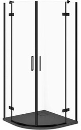 CERSANIT Zestaw kabina półokrągła JOTA 80x80 czarna, brodzik TAKO SLIM szary mat S601-440