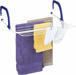 Relaxdays Suszarka wisząca, suszarka na pranie do zawieszenia, na balkon, ogrzewanie i kemping, zajmuje mało miejsca, długość 4 m, biała