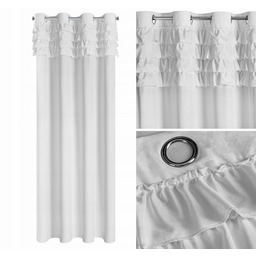 Zasłona Z Falbanami Welwet 140x250 Erin biała Eurofirany Na Przelotkach