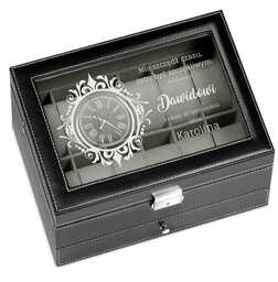 Szkatułka czarna na zegarki i biżuterię z grawerem dla niego na 30 urodziny