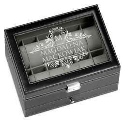 Szkatułka czarna na zegarki i biżuterię z grawerem dla niej