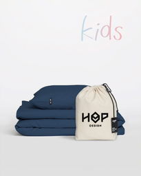 Pościel Perkal 90x120 Hop Design Pure Kids Granatowy