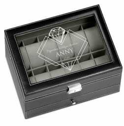 Szkatułka czarna na zegarki i biżuterię z grawerem dla niej na imieniny