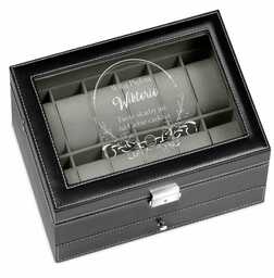 Szkatułka czarna na zegarki i biżuterię z grawerem dla niej na Dzień Kobiet