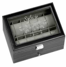 Szkatułka czarna na zegarki i biżuterię z grawerem dla niej na imieniny