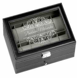 Szkatułka czarna na zegarki i biżuterię z grawerem dla niej