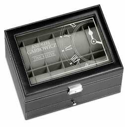 Szkatułka czarna na zegarki i biżuterię z grawerem dla niego