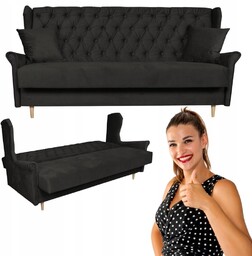 Sofa z funkcją spania WELUR wersalka uszak kanapa czarna GAJA Family Meble