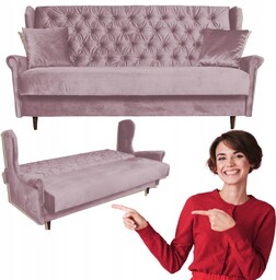 Sofa 3osobowa ROZKŁADANA uszak WELUROWY kanapa fioletowa GAJA Family Meble