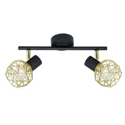 Listwa ACROBAT 2x40W E14 czarny klosz złoty CANDELLUX