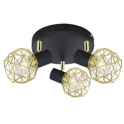 Plafon ACROBAT 3x40W E14 czarny klosz złoty CANDELLUX