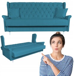 Wersalka WELUR rozkładana niebieska KANAPA duża sofa GAJA Family Meble