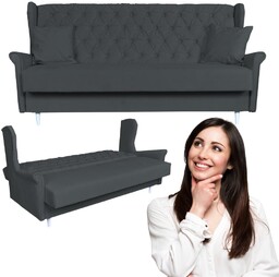 Duża KANAPA sofa rozkładana wersalka USZAK ciemnoszara GAJA Family Meble