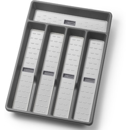 CherHome Organizer na sztućce z ikonami sztućców, taca na sztućce do szuflady kuchennej, plastikowe sztućce, zastawa stołowa, sztućce, organizer do szuflad, organizer na przybory z antypoślizgowymi