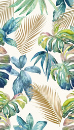 Fototapeta mural tropikalne liście Grandeco Orom 2 A54501 159x280 cm