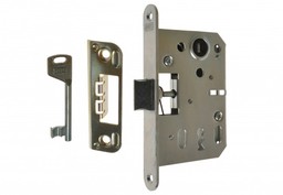 Zamek wpuszczany HOBES K051, 72/45 klucz, z zaczepem, ocynk biały