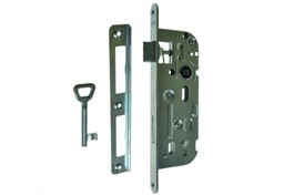 Zamek wpuszczany HOBES 01-15 90/40 klucz, z zaczepem, ocynk biały