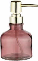 WENKO Atessa Dusky Pink szklany dozownik mydła, złota głowica pompki, do wielokrotnego napełniania do 200 ml, idealny do umywalki, Ø 8 x 14 cm
