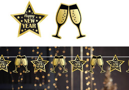 Girlanda sylwestrowa Kieliszki Happy New Year - 300 cm - 1 szt.