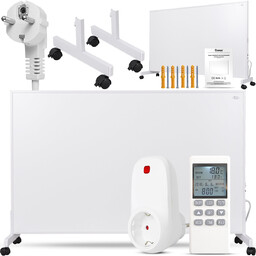 Zestaw Promiennik podczerwieni Panel grzewczy CRONOS Carbon P800 White z nóżkami + Termostat z pilotem
