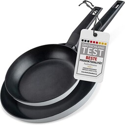 Fackelmann 2-częściowy zestaw patelni balansowych 20 + 28 cm, nieprzywierające patelnie z 90% aluminium pochodzącego z recyklingu z ergonomicznym uchwytem z tworzywa sztucznego, powlekane patelnie