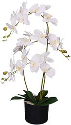 Leaf Design UK realistyczny sztuczny kwiat orchidei w doniczce, biały, 65 cm