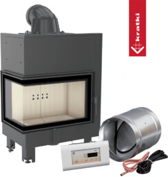 Inteligentny kominek powietrzny stalowy KRATKI MBM lewy BS 10 kW Ø 200