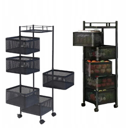 Kosz na kółkach Szafka Regał Mobilna obrotowy Stolik Na Kółkach Metal Półka