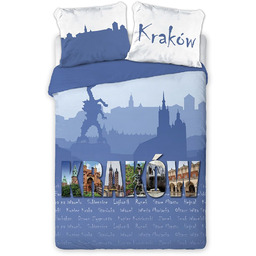 Faro Pościel bawełniana 160x200 Travel Kraków Sukiennice Wawel Smok Wieża Mariacka