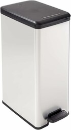 Curver Metal Effect Touch Slim Deco Bin, srebrny, 40 litrów