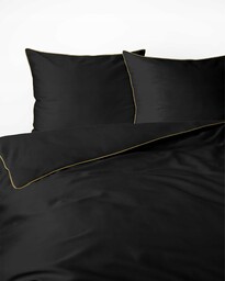Pościel Makosatyna satynowa jednobarwna z lamówką 160x200 Czarna Pure