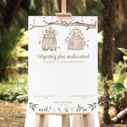 PLAKAT dekoracja na Baby Shower Odgadnij Płeć Dziecka BOHO 50x70cm