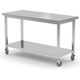 Stół blat roboczy jezdny gastronomiczny z półką skręcany nierdzewny 120x60x85 cm - Hendi 815793