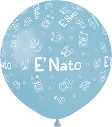 Opakowanie 25 balonów "E'' Nato" baby shower z naturalnego lateksu jakość premium G150 (średnica 48 cm/19 cali), pastelowy jasnoniebieski