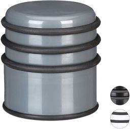 Relaxdays Stoper do drzwi podłogowy, ciężki odbojnik do drzwi i okien w przypadku przeciągu, Ø 7 cm, 3 gumowe pierścienie, ciemnoszary