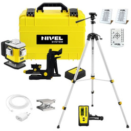 Laser krzyżowy NIVEL SYSTEM CL5G poziomica zielony ZESTAW + Trójnóg SJJ-M1 EX + Czujnik RD800