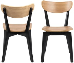 Krzesło do jadalni Roxby, drewniane, retro, czarne, dębowe