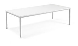 Stół konferencyjny QBUS, 2400x1200 mm, rama 4 nogi, srebrny, biały