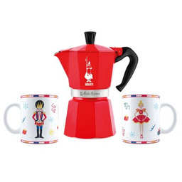 BIALETTI Zestaw Kawiarka Moka Express 6 TZ 300 ml + 2 Kubki Nutcraker Kawa mielona 15% taniej!