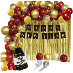 Girlanda balonowa Sylwester czerwono złota Zestaw Baner Happy New Year Hel