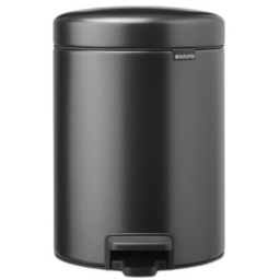 BRABANTIA Kosz na śmieci z pedałem NewIcon neutralizacja zapachów, antypoślizgowy, stal 5L Szary Zyskaj
