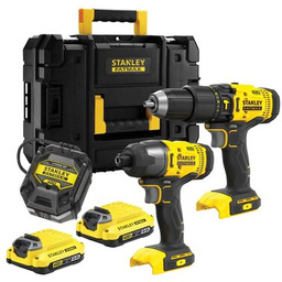 STANLEY Wiertarko-wkrętarka SFMCD711 + zakrętarka SFMCF800 + ładowarka + walizka na zestaw TSTAK + klucz udarowy + zestaw akumulatorów Akumulator 4Ah gratis!