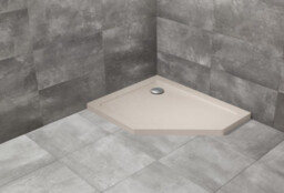 Radaway Doros PT E Stone kaszmirowy pięciokątny brodzik asymetryczny ze strukturą 100x90 cm akrylowy lewy SDRPT1090-01-84SL