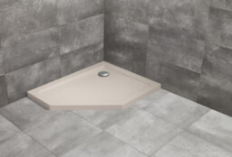 Radaway Doros PT E Stone kaszmirowy pięciokątny brodzik asymetryczny ze strukturą 100x90 cm akrylowy prawy SDRPT1090-01-84SR