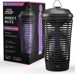 Duża lampa owadobójcza na komary, muchy, mole, owady latające Insect Blitz Tower 40W No Pest 45 x 23 cm